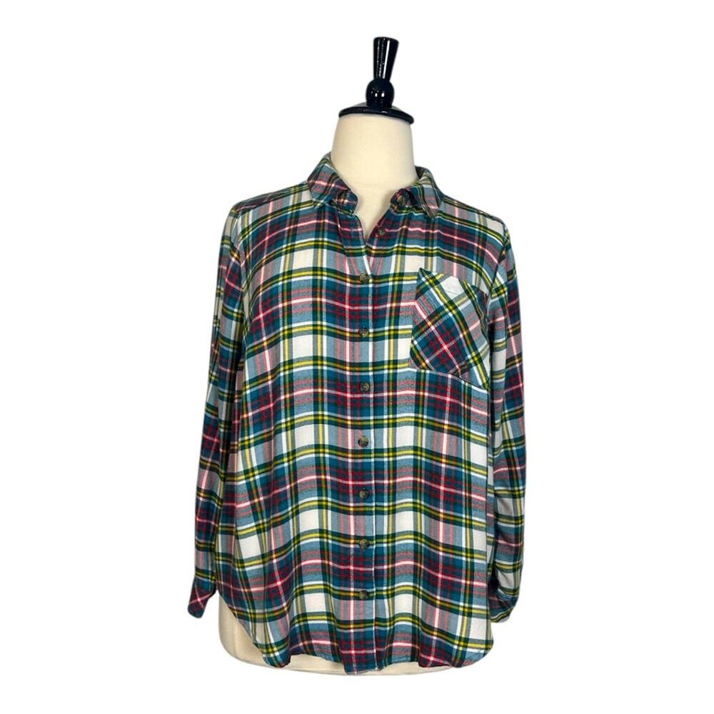 Torrid Button Down Collared Soft Flannel Red Gree… - image 1